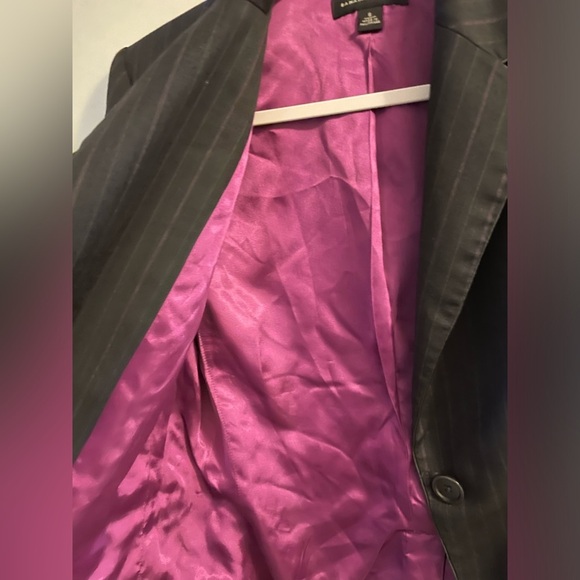 Banana Republic Charcoal Gray Pink White Pinstripe Wool Blazer Size 8 - Picture 7 of 14
